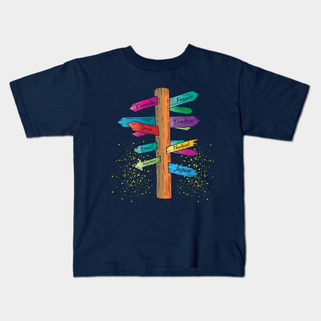 Hand drawn color tourist index Kids T-Shirt by annaazart